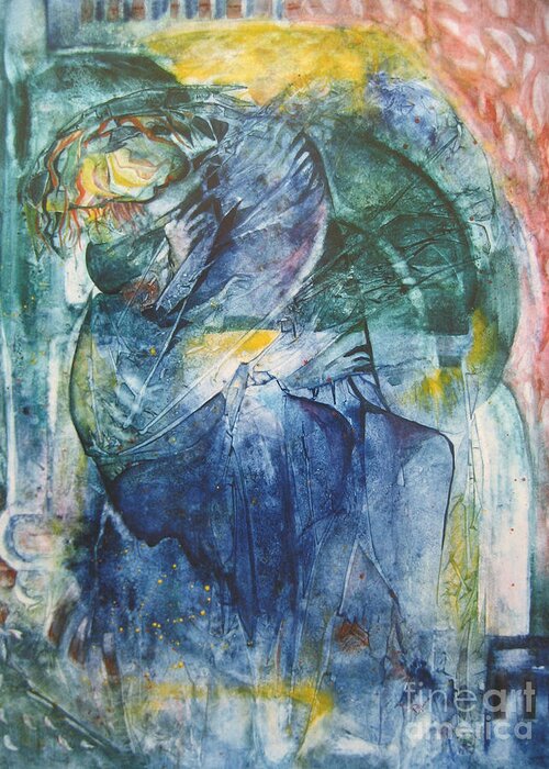 Woman Greeting Card featuring the painting Mother and Child by Diana Bursztein