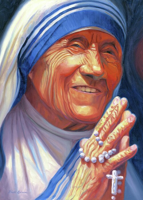 Mother Greeting Card featuring the painting Mother Teresa by Steve Simon