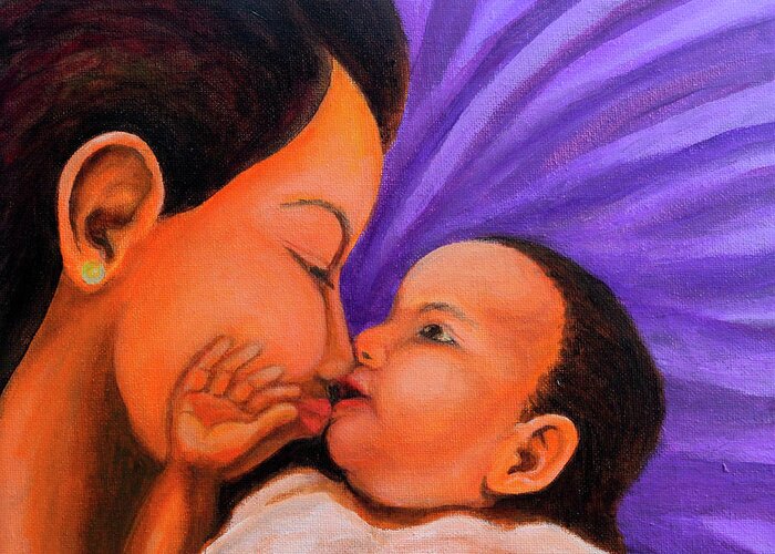 Mother Greeting Card featuring the painting Mother's Love by Cyril Maza
