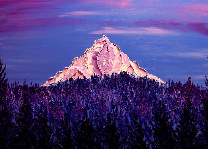 Greeting Card featuring the painting Mount Hood At Dusk #35 by James Dunbar