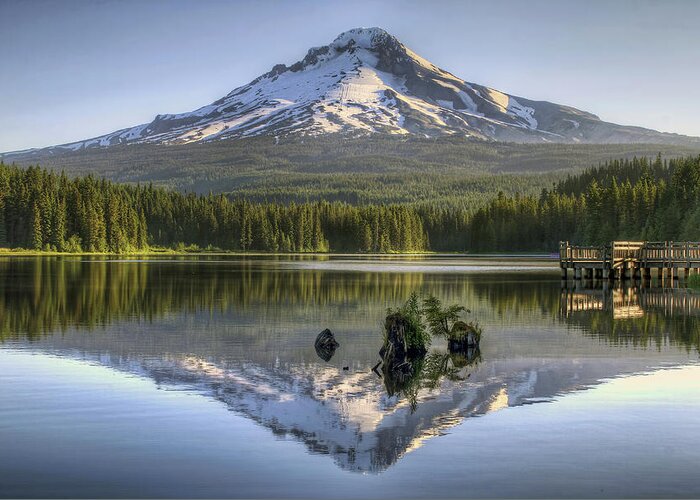Mount Greeting Card featuring the photograph Mount Hood Reflection on Trillium Lake by David Gn