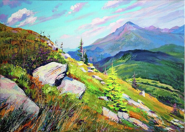 Mountains Greeting Card featuring the painting Mount Hoverla by Bohdan Saliy