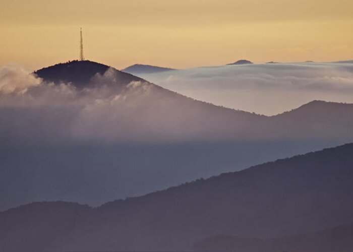 Parkway Greeting Card featuring the photograph Mount Pisgah in Morning Light - Blue Ridge Mountains by Rob Travis