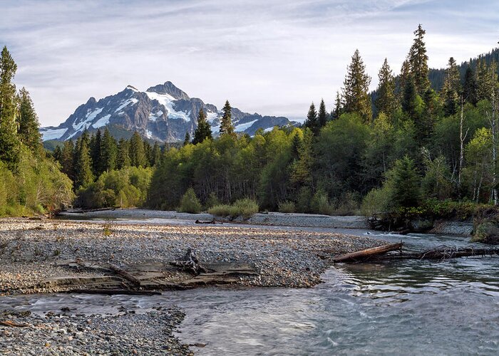 Shuksan Greeting Card featuring the photograph Mount Shuksan and the Nooksack River by Michael Russell