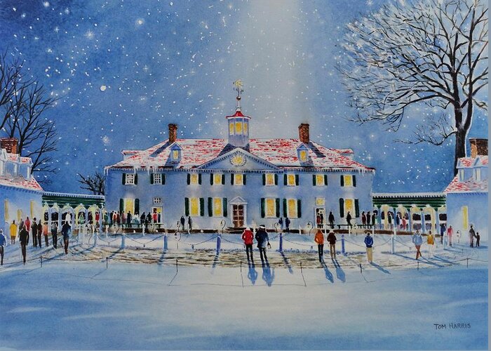 Mount Vernon Greeting Card featuring the painting Mount Vernon by Candle Light II by Tom Harris