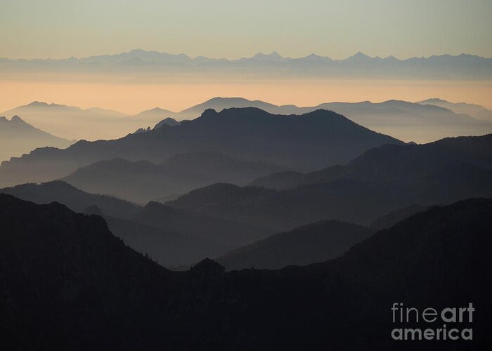 Aerial Greeting Card featuring the photograph Mountain chains by Riccardo Mottola