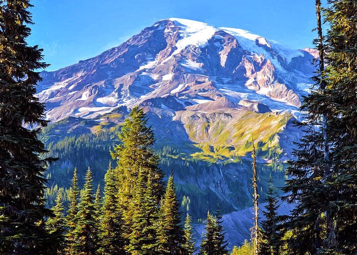 Mount Rainier Greeting Card featuring the photograph Mountain Meets Sky by Anthony Baatz