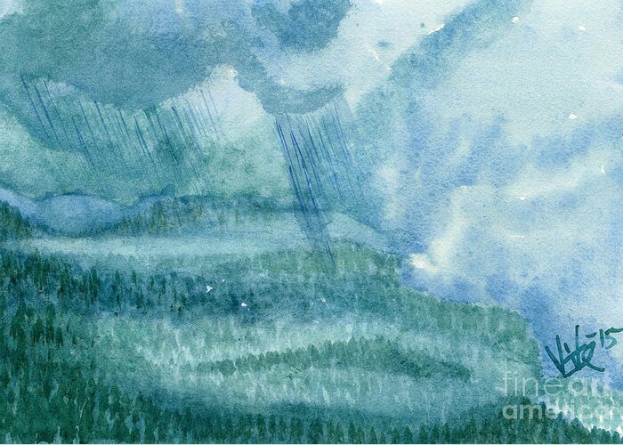 Blue Greeting Card featuring the painting Mountain Mood by Victor Vosen
