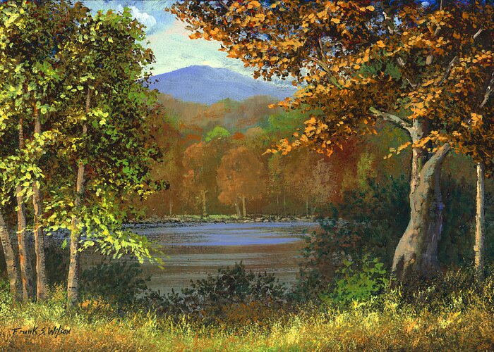 Landscape Greeting Card featuring the painting Mountain Pond by Frank Wilson