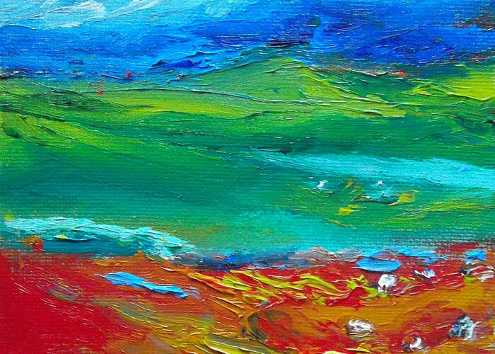 Abstract Greeting Card featuring the painting Mountain View by Susan Esbensen