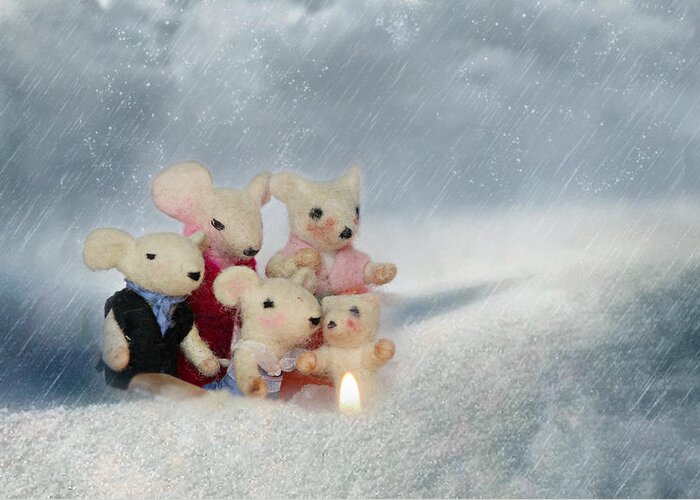 Arrangement Greeting Card featuring the photograph Mouse In Snow by Heike Hultsch
