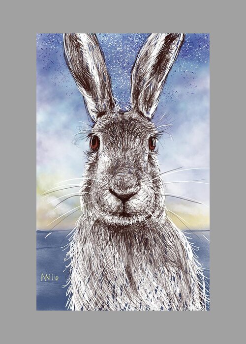 Bunny Greeting Card featuring the digital art Mr. Rabbit by AnneMarie Welsh