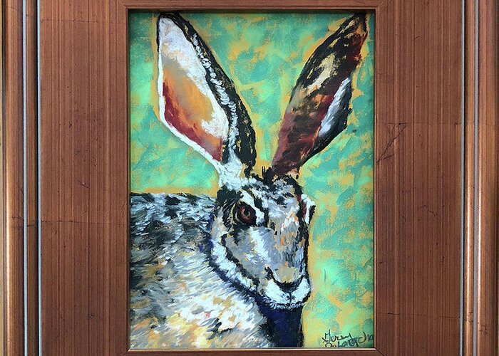 Original Greeting Card featuring the pastel Mr. Rabbit by Gerry Delongchamp