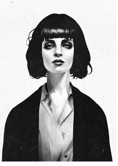 Movie Greeting Card featuring the mixed media Mrs Mia Wallace by Ruben Ireland