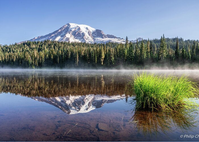 Mount Greeting Card featuring the photograph Mt. Rainier at reflection lake by Philip Cho