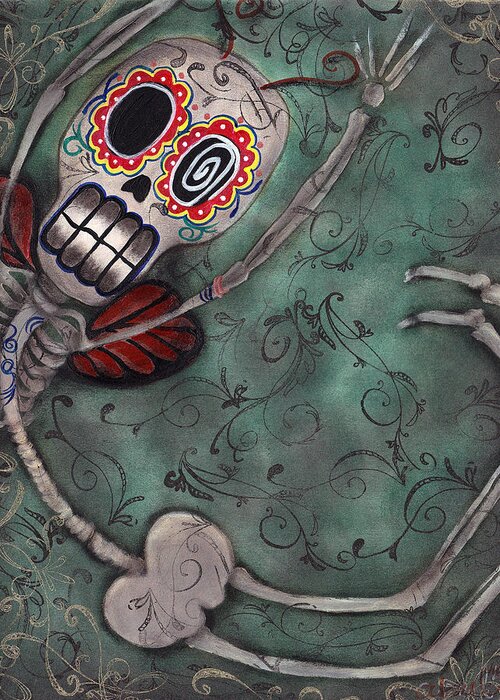 Day Of The Dead Greeting Card featuring the painting Muerte Fairy by Abril Andrade