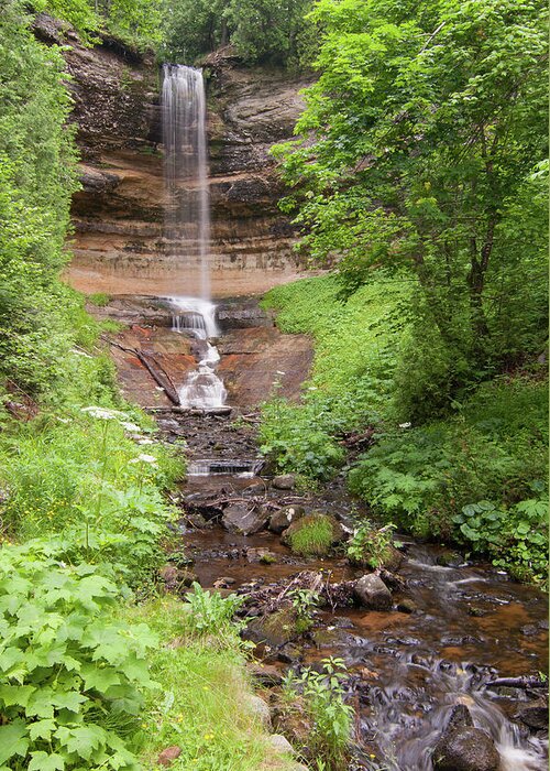 Waterfall Greeting Card featuring the photograph Munising Falls by Paul Rebmann