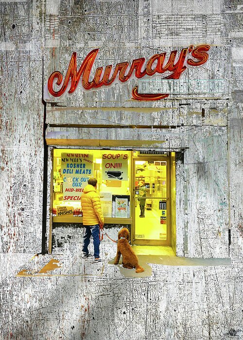 Exit Greeting Card featuring the mixed media Murray's by Tony Rubino
