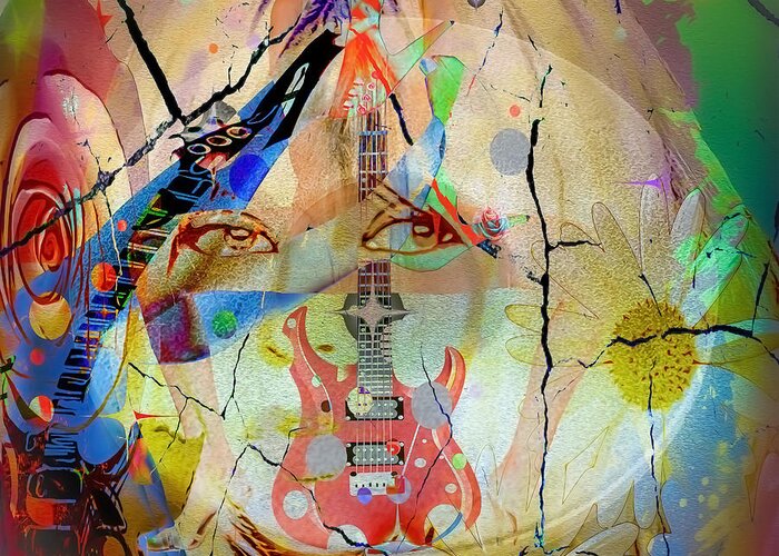 Abstract Greeting Card featuring the digital art Music Girl by Eleni Synodinou