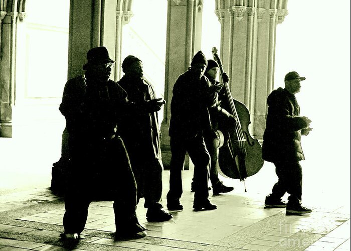 Musicians Greeting Card featuring the photograph Musicians in the Park by Sandy Moulder