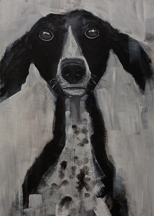 Dog Painting Greeting Card featuring the painting Mutts Original Dog Portrait Painting by Gray Artus