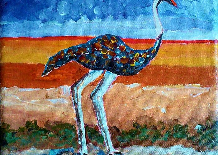 Colorful Art Greeting Card featuring the painting My Bird 2 by Ray Khalife