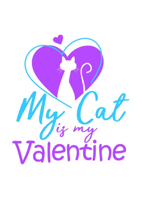 Cat Greeting Card featuring the digital art My Cat Is My Valentine1 by Lin Watchorn