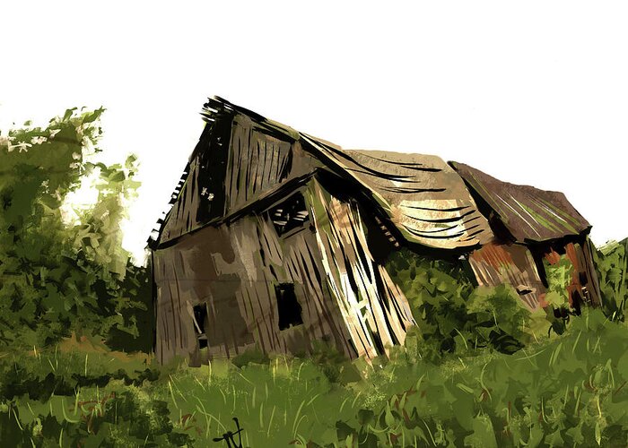 Barn Greeting Card featuring the digital art My Favourite Barn by Jim Vance