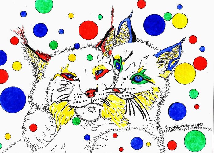 Color Cats Greeting Card featuring the painting My Friend by Connie Valasco