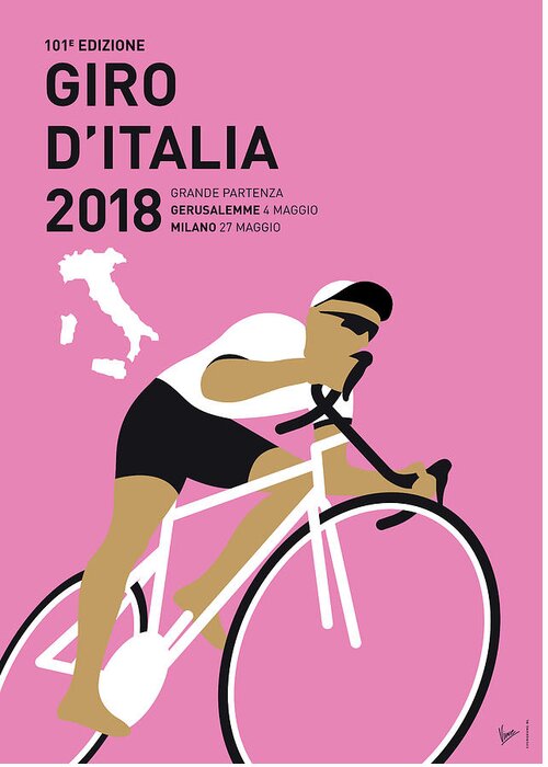 2018 Greeting Card featuring the digital art My Giro Ditalia Minimal Poster 2018 by Chungkong Art
