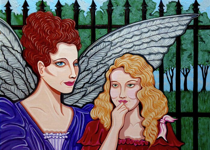 Portrait Greeting Card featuring the painting My Guardian Angel by Tara Hutton