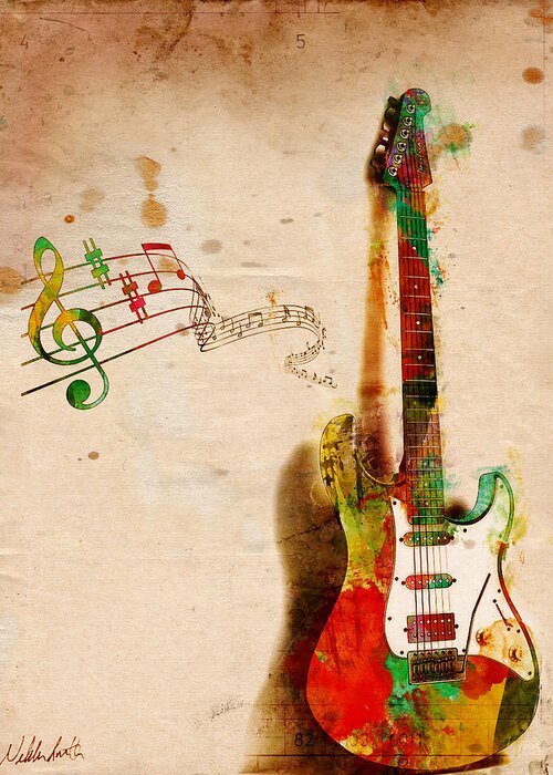 Guitar Greeting Card featuring the digital art My Guitar Can SING by Nikki Smith