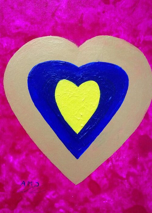 Heart Greeting Card featuring the painting My Heart in your Heart in all Hearts by Contemporary Michael Angelo