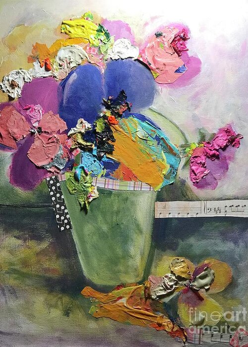 Floral Greeting Card featuring the painting My Muse by Sherry Harradence