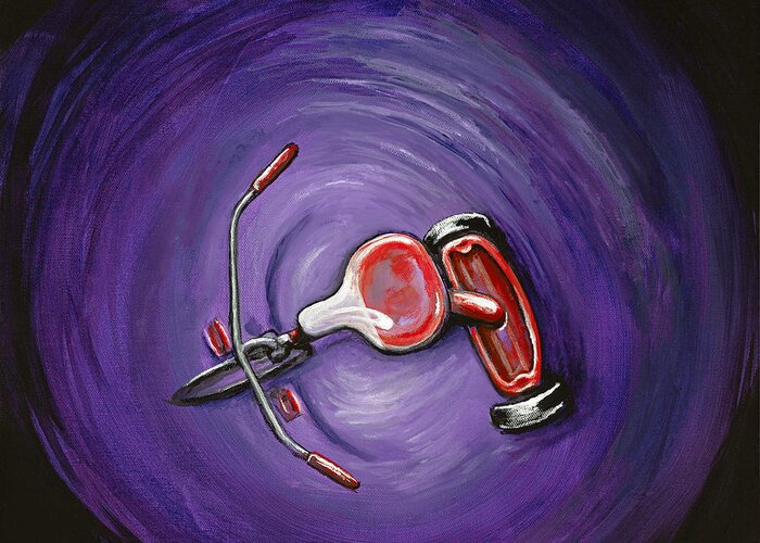 Purple Greeting Card featuring the painting My New Bike by David Junod
