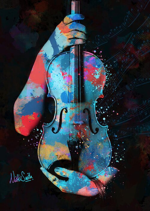 Violin Greeting Card featuring the digital art My Violin Whispers Music in the Night by Nikki Marie Smith