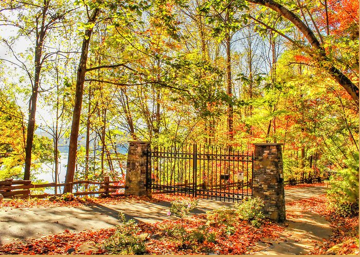 Gate Greeting Card featuring the photograph Mysterious Gate by Lorraine Baum
