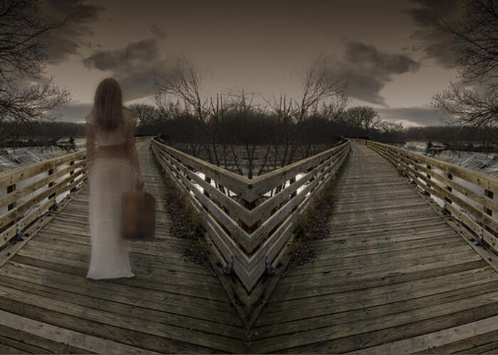 Bridge Greeting Card featuring the photograph Mystic Bridge in a Dream World by Art Whitton