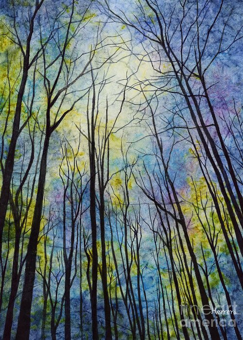 Mystic Greeting Card featuring the painting Mystic Forest by Hailey E Herrera