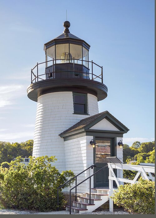 Lighthouse Greeting Card featuring the photograph Mystic Seaport Lighthouse 2 by Marianne Campolongo