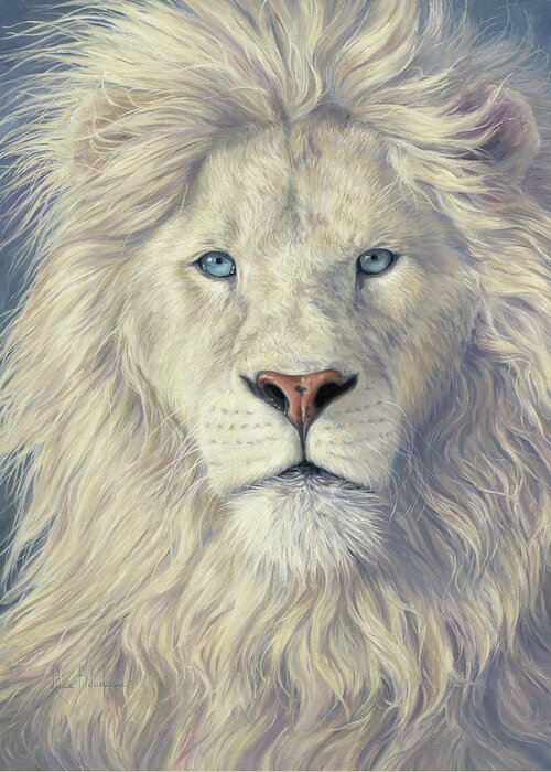 White Lion Greeting Card featuring the painting Mystical King by Lucie Bilodeau