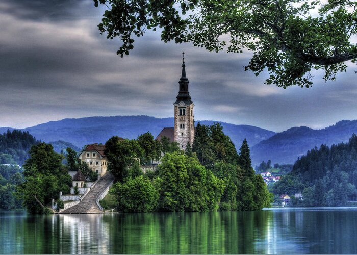 Lake Bled Greeting Card featuring the photograph Mystical Lake Bled by Don Wolf