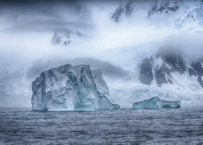 Mystical Greeting Card featuring the photograph Mystical Morning Icebergs by John Haldane