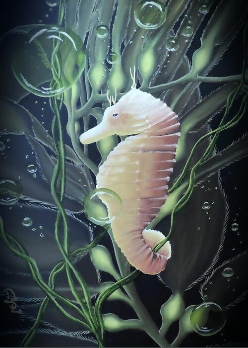 Ocean Greeting Card featuring the painting Mystical Sea Horse by Dianna Lewis