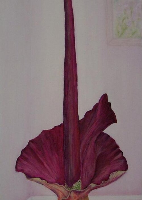 Voodoo Lily Greeting Card featuring the painting VooDoo Lily - No 2 by Mary Deal
