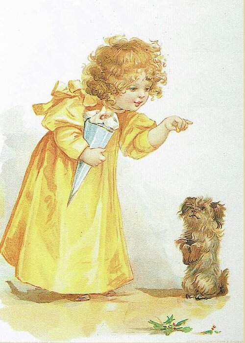 Frances Brundage Greeting Card featuring the painting Nancy and Spot by Reynold Jay