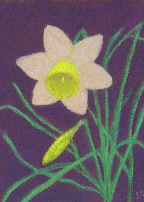 Spring Flowers Greeting Card featuring the pastel Narcissus Hello by Anne Katzeff