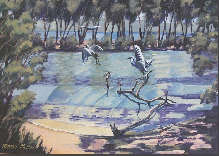 Seascape Greeting Card featuring the painting Narrabeen Lakes 2 by Murray McLeod