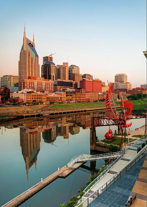 America Greeting Card featuring the photograph Nashville Reflections of the Skyline by Gregory Ballos