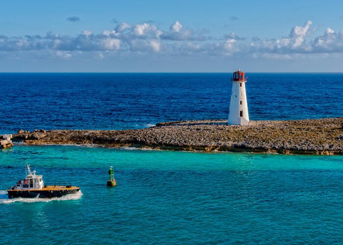 Lighthouse Greeting Card featuring the photograph Nassau Harbor Lighthouse by Christopher Holmes